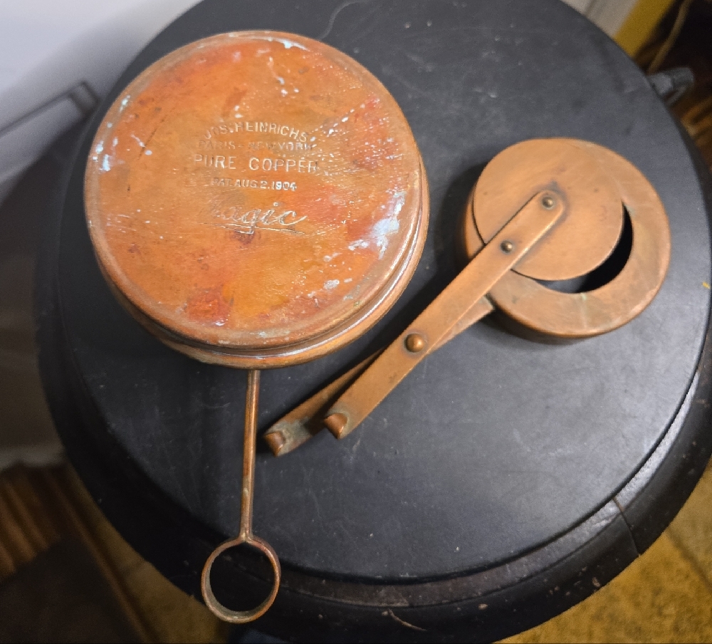 Joseph Heinrichs Paris New York Pure Copper Chafing Dish with Lid And Platter - Picture 14 of 16